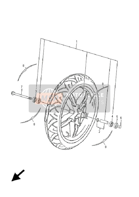 51Y251810000, Axe,  Roue, Yamaha, 3